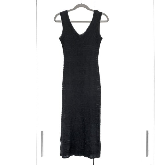 CYNTHIA STEFFE Open Knit Black Midi Dress, Size XS, NWT - Picture 1 of 7